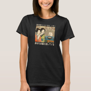 Vintage-Japanische Ukiyo-e-Frau schreit Katze Meme T-Shirt