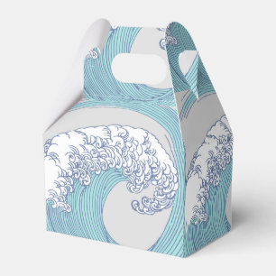 Vintage-Japanische Ukiyo-e-Surfwellen-Kunst Blaue Geschenkschachtel