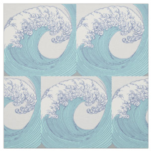 Vintage-Japanische Ukiyo-e-Surfwellen-Kunst Blaue Stoff