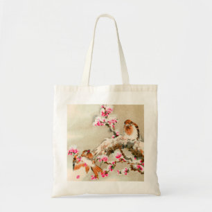Vintage japanische Vögel auf Zweig Tragetasche