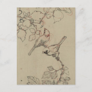 Vintage japanische Vogelabbildung Postkarte