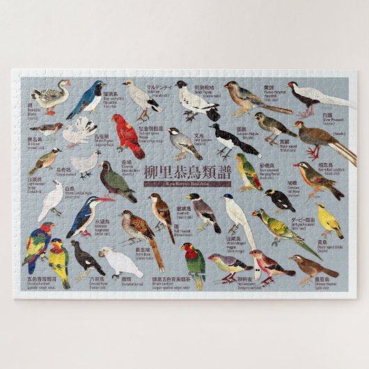 Vintage Japanische Vogelatlas-Illustration Puzzle (Horizontal)