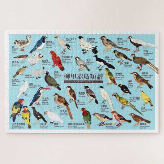 Vintage Japanische Vogelatlas-Illustration Puzzle (Horizontal)