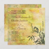 Vintage japanische Vogelhochzeit Einladung (Vorne/Hinten)