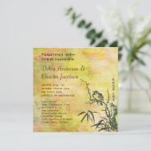 Vintage japanische Vogelhochzeit Einladung (Stehend Vorderseite)