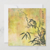 Vintage japanische Vogelhochzeit Einladung (Rückseite)