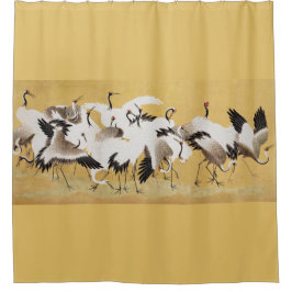 Vintage japanische Vogelschwärme Duschvorhang