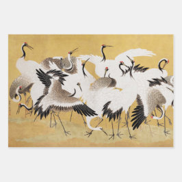 Vintage japanische Vogelschwärme Geschenkpapier Set