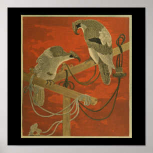 Vintage japanische Wall Art Birds Poster