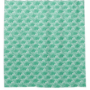Vintage japanische Waves, Jade Green und White Duschvorhang