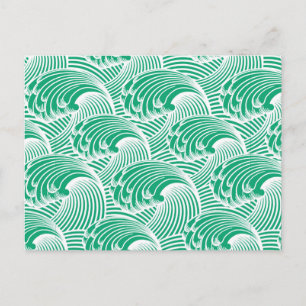 Vintage japanische Waves, Jade Green und White Postkarte