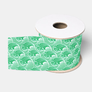Vintage japanische Waves, Jade Green und White Ripsband