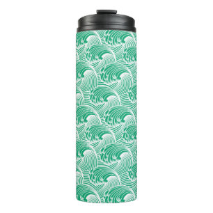 Vintage japanische Waves, Jade Green und White Thermosbecher