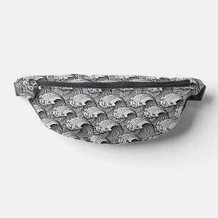 Vintage japanische Waves, schwarz und weiß Bauchtasche