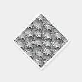 Vintage japanische Waves, schwarz und weiß Serviette (Ecke)