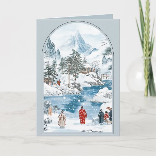 Vintage japanische Weihnachtskarte Feiertagskarte (Vorderseite)