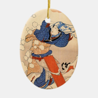 Vintage japanische Weihnachtsverzierung Keramikornament