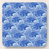 Vintage japanische Wellen, Kobalt Blau und Weiß Getränkeuntersetzer (Vorderseite)