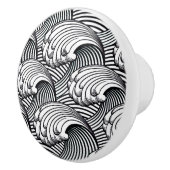 Vintage japanische Wellen, Schwarzweiss Keramikknauf (Rechts)