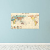 Vintage Japanische Weltkarte Leinwanddruck (Insitu (Holzboden))