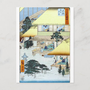 Vintage japanische Winter-Holzschnittkunst Ukiyo-e Postkarte