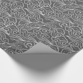 Vintage japanische Wolken, Graphitgrau/Grau Geschenkpapier (Ecke)