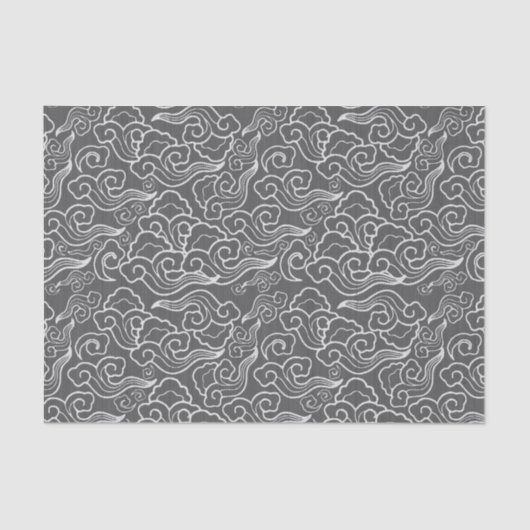 Vintage japanische Wolken, Graphitgrau/Grau Seidenpapier (Vorderseite)