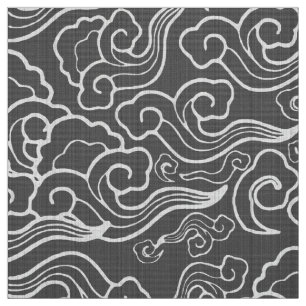 Vintage japanische Wolken, Graphitgrau/Grau Stoff