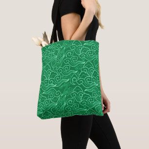 Vintage japanische Wolken, Jade Grün Tasche