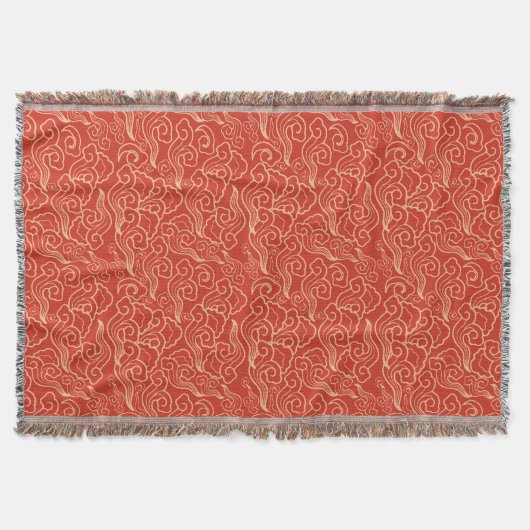 Vintage japanische Wolken, korallenrote Orange Decke (Vorderseite)