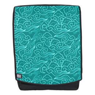 Vintage japanische Wolken, Türkis und Aqua Rucksack