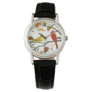 Vintage japanische Zeichnung, Kardinale auf einem Armbanduhr