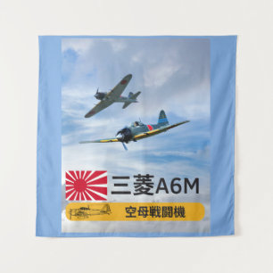 Vintage japanische Zero Fighters - Art des Zweiten Wandteppich