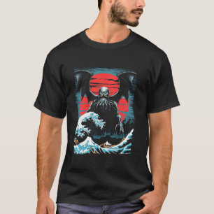 Vintage Japanischer Cthulhu Große Welle von Kanaga T-Shirt