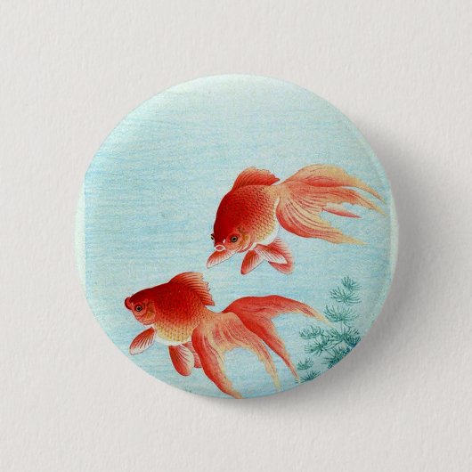 Vintage-japanischer Fischdruck Button (Vorderseite)