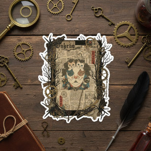 Vintage Japanischer Gothic Collage – Aufkleber