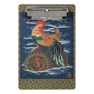 Vintage Japanischer Hahn Henne Drachen Kunst Mini Klemmbrett