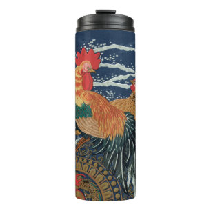 Vintage Japanischer Hahn Huhn Drachen Kunst Thermosbecher