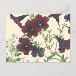Vintage japanischer Holzschnitt Floral Morning Glo Postkarte