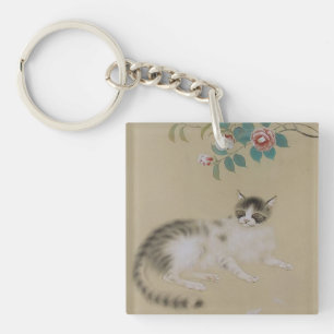Vintage japanischer Katzenanhänger Schlüsselanhänger