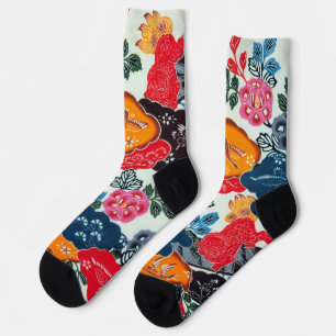 Vintage japanischer Kimono-Stoff (Bingata) Socken