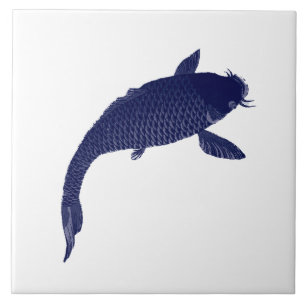Vintage-Japanischer Koi-Fisch von Toyohara Chikano Fliese