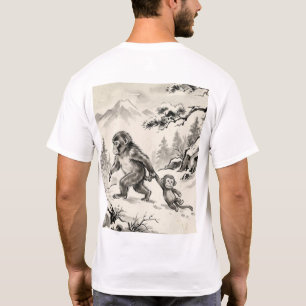 Vintage Japanischer Makaken-Affen-T-Shirt T-Shirt