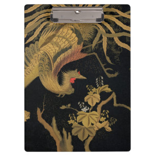 Vintage Japanischer Phoenix Gold Black Bird Klemmbrett