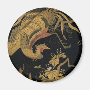 Vintage Japanischer Phoenix Gold Black Bird Magnet