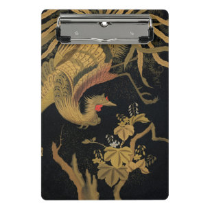 Vintage Japanischer Phoenix Gold Black Bird Mini Klemmbrett