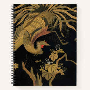 Vintage Japanischer Phoenix Gold Black Bird Notizblock