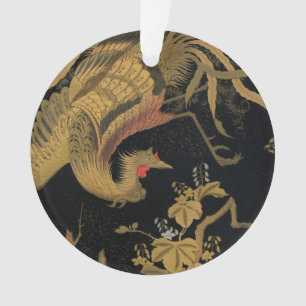 Vintage Japanischer Phoenix Gold Black Bird Ornament