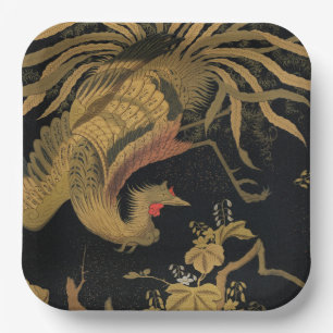 Vintage Japanischer Phoenix Gold Black Bird Pappteller