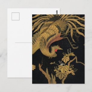 Vintage Japanischer Phoenix Gold Black Bird Postkarte